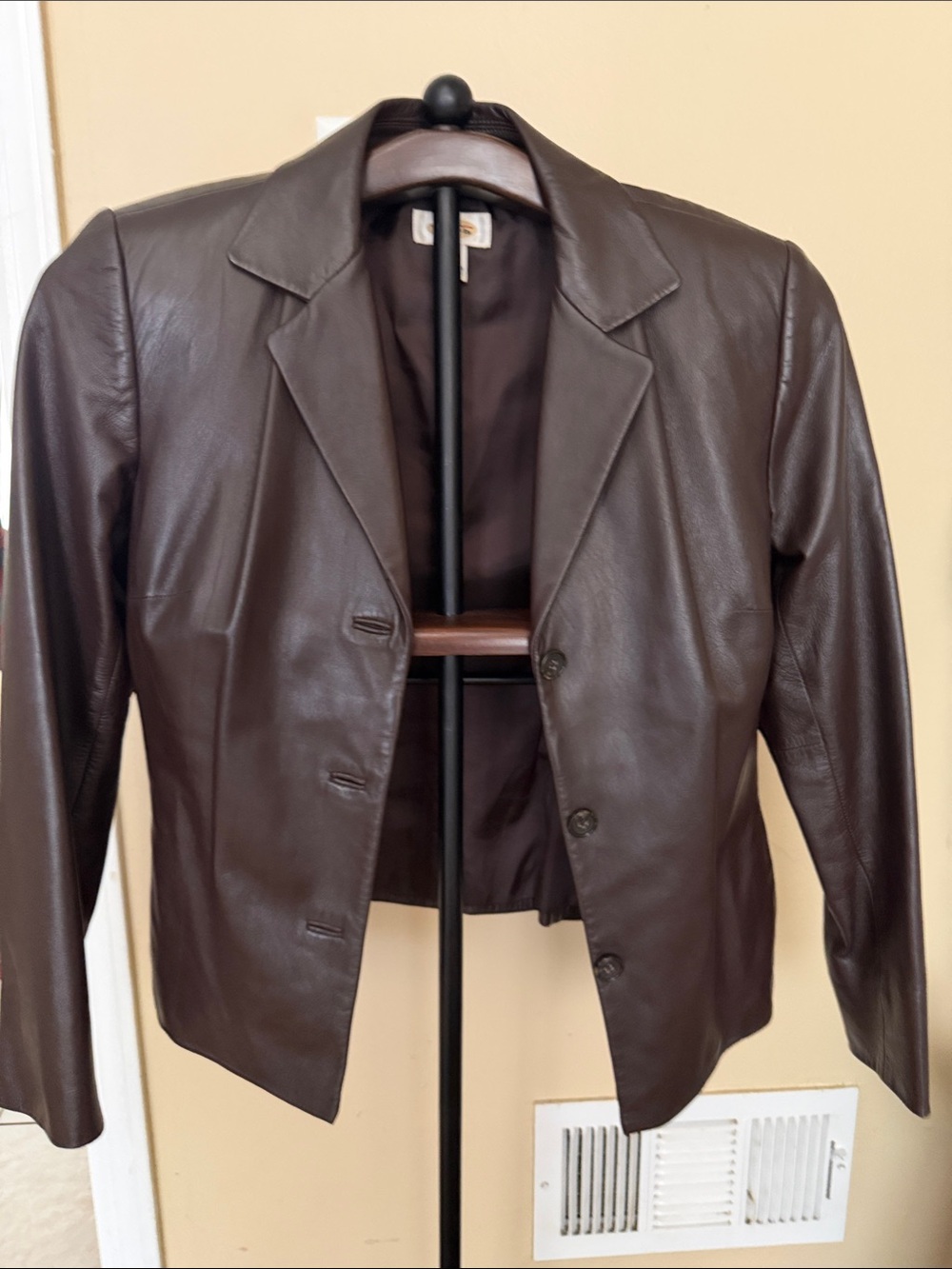 Talbots Dark Brown Leather Blazer Jacket